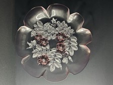 Vintage Mikasa Rosella Pink Roses Frosted Glass Serving Platter Dish Tray 1980’s