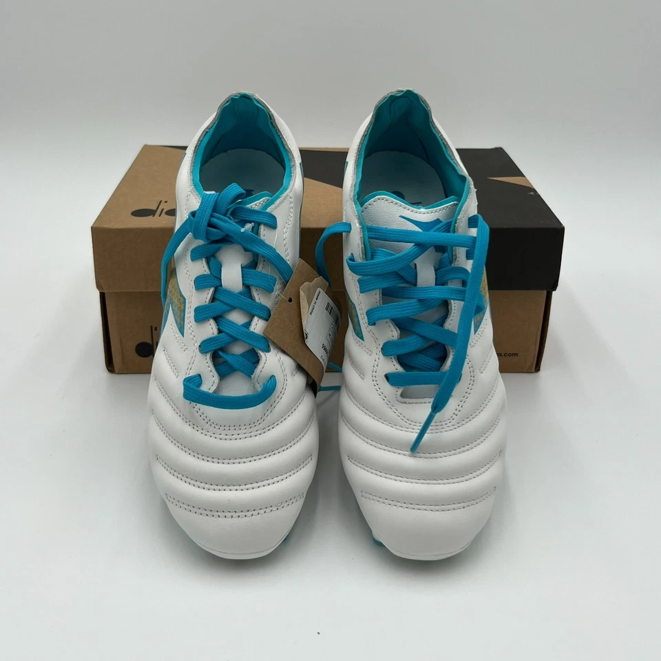 Diadora Women's 7.5 Brasil Elite GR LT W LP12 Soccer Cleats White/Blue D0955 - Image 3 of 4