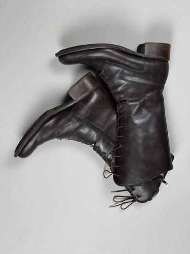 Paraboot Ladies Tall Lace Calf Combat Leather Boots Shoes Size US 7.5 EU 37.5 - Picture 8 of 21