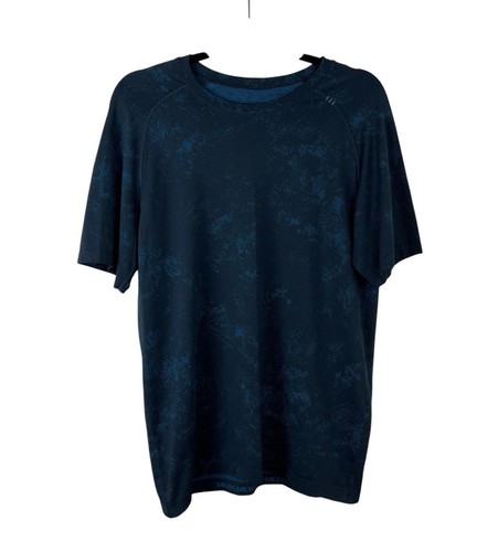 Lululemon Metal Vent Tech Short Sleeve Shirt Dappled Felidae Denim Navy Sz M