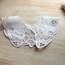 Antique Lace Hand Embroidered White Detachable Collar Cotton