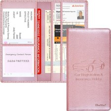 Car Insurance and Registration Holder, 9.5 x 5 Inch PU Leather Vehicle Glove Box