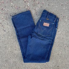 Vintage USA Wrangler 13NWZ Jeans 27x32 Dark Wash Western Cowboy Denim 100 Cotto
