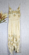 Urban Outfitters Floral Handkerchief Hem Maxi Dress L Yellow Boho Slip Summer