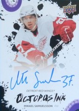 25-26 ud deck centennial octopus ink mikael samuelsson red wings autograph auto