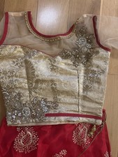 Red lehnga Choli With Gold Colour Blouse And Dupta New