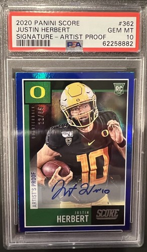 Justin Herbert [Signature Artist's Proof] #362 2020 Panini Score card