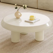 und Modern Coffee Table, Cute White Cream Center Table, Accent End Table Table