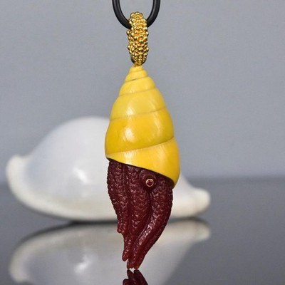 Agustus-Collection Nautilus Octopus Anhänger Chalcedon Vermeil 925 23.2g