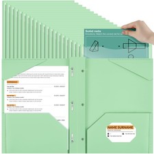 72 Pcs Plastic Folder with Clear Front Pocket and 3 Prong Plastic Folders wit...