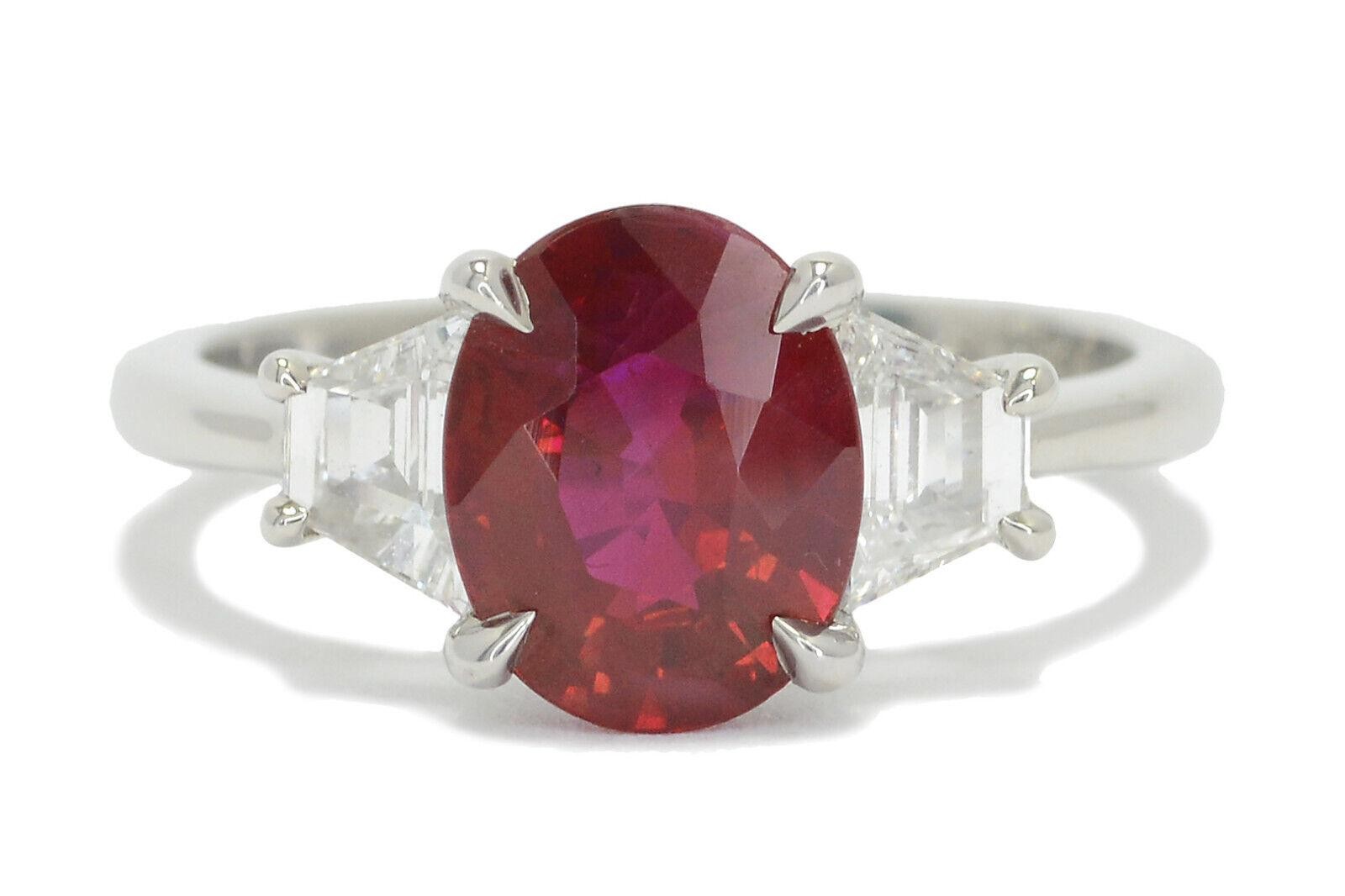 Classical 2.25 Carat Natural Ruby Engagement Ring… - image 1