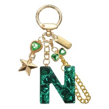 Initial Letter Keychain for Women Cute Heart Butterfly Star Chain Green N