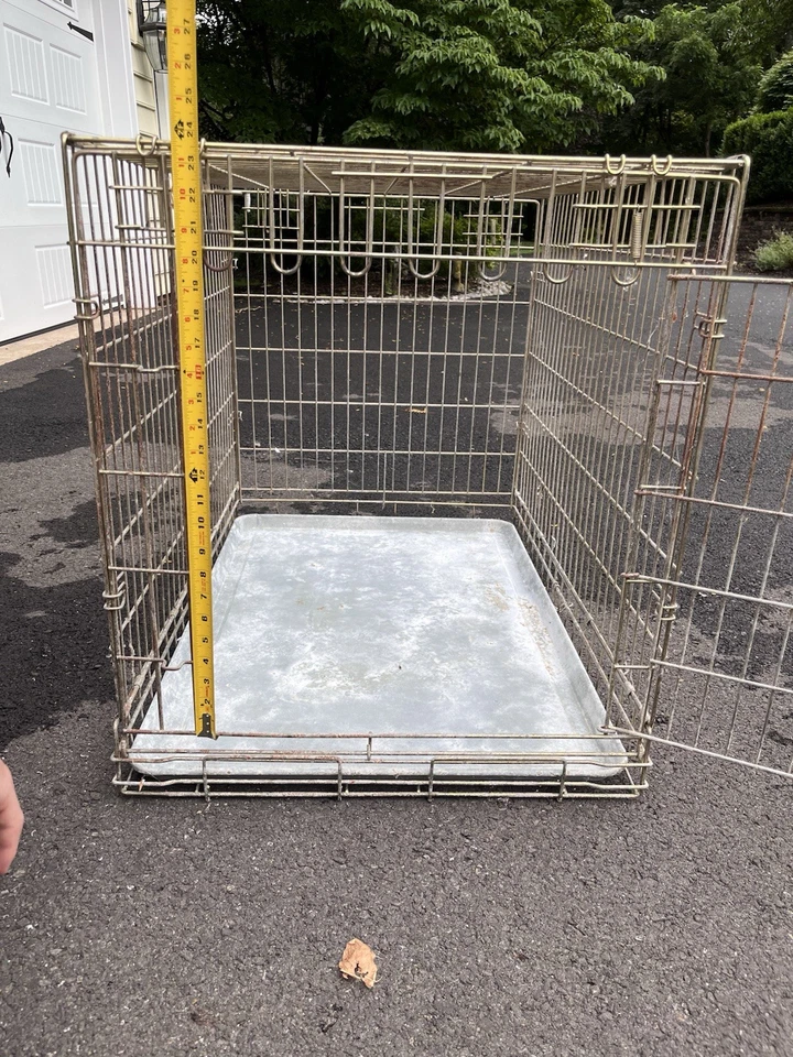 Cajón plegable de metal para perros latón metal 34”x24”x26” perrera grande con bandeja Foto 2 de 4