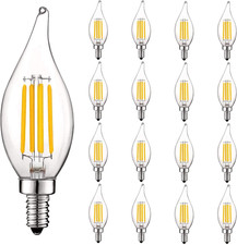 Dimmable Vintage LED Candelabra Bulbs 5W E12 Base - 16 Pack, 60W Equivalent