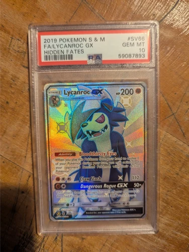 Lycanroc GX Holo 2019 Sv66/Sv94 Hidden Fates Graded PSA 10 Gem Mint