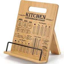 Bamboo Cookbook Stand for Kitchen Counter, Recipe Book Holder 