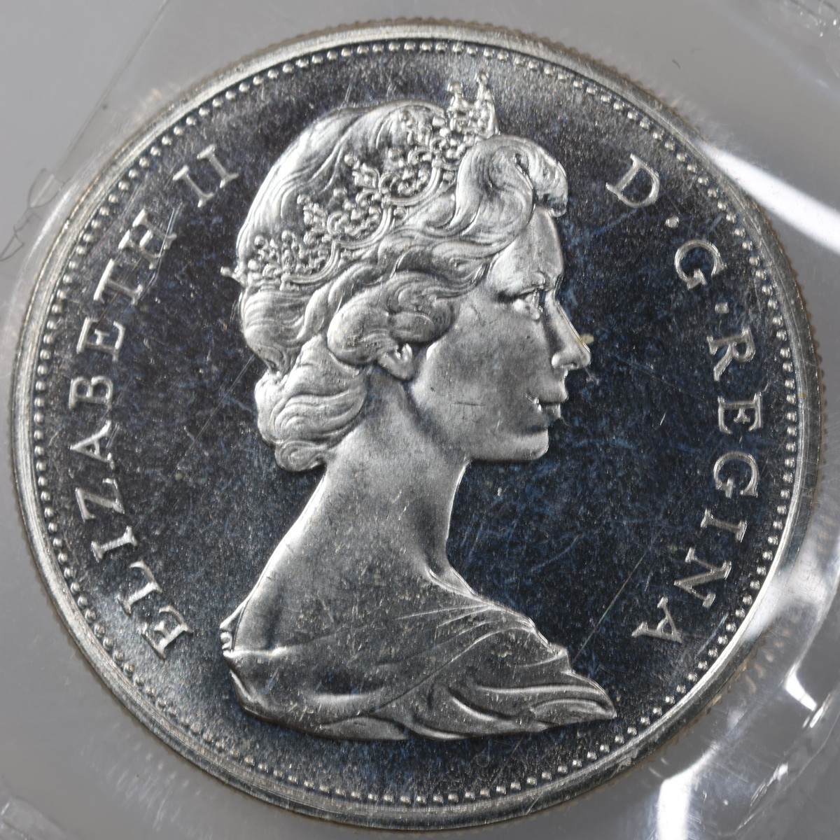 1965 Queen Elizabeth II Canada Silver Dollar - ICCS PL66 Small