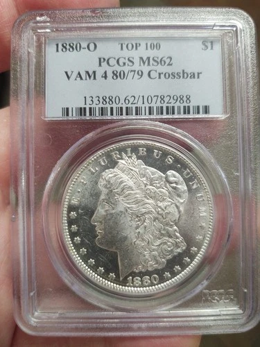 1880/79-O Morgan Silver Dollar MS62 PCGS VAM-4 80/79 Crossbar Top 100 List