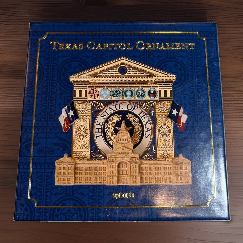 2010 Texas State Capitol Christmas Tree Holiday Ornament Original Box & Pamphlet