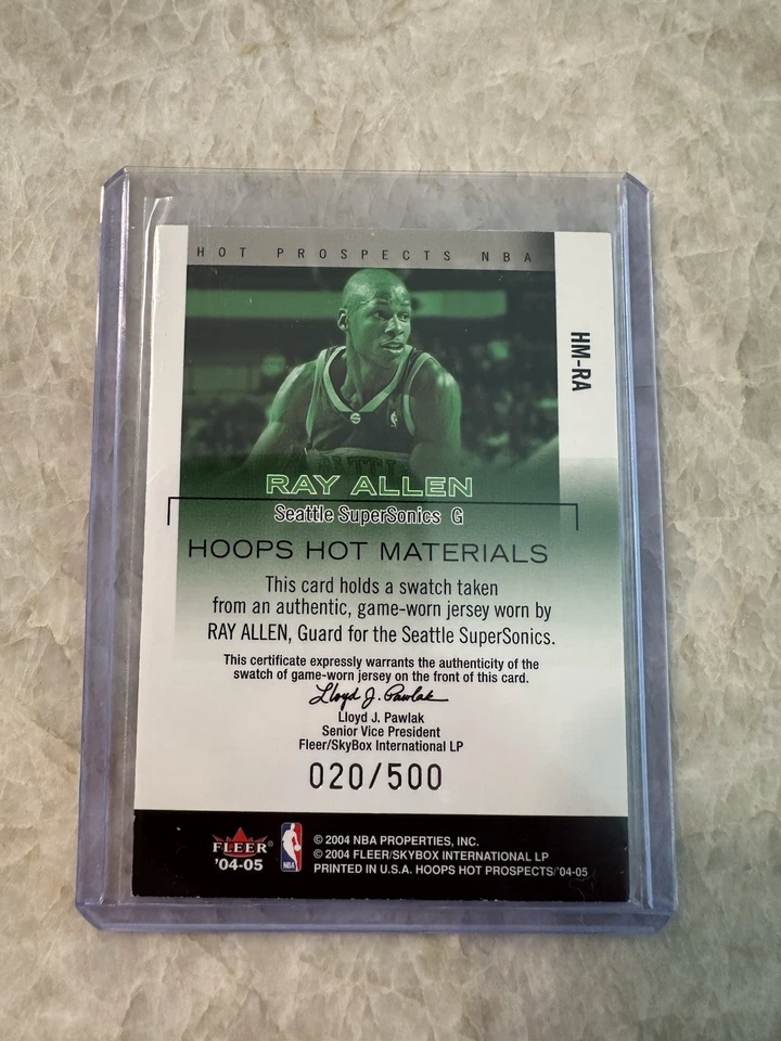 2004-05 Fleer Hoops Hot Prospects - Hot Materials Ray Allen #HM-RA /500 (MEM) - Image 4 of 4