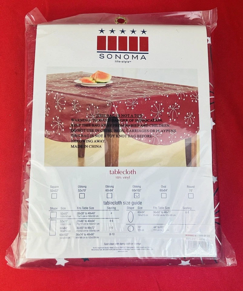 Продолговатая скатерть 60 x 102 SONOMA звезды фейерверк 4 июля праздничный винил - Изображение 2 из 4