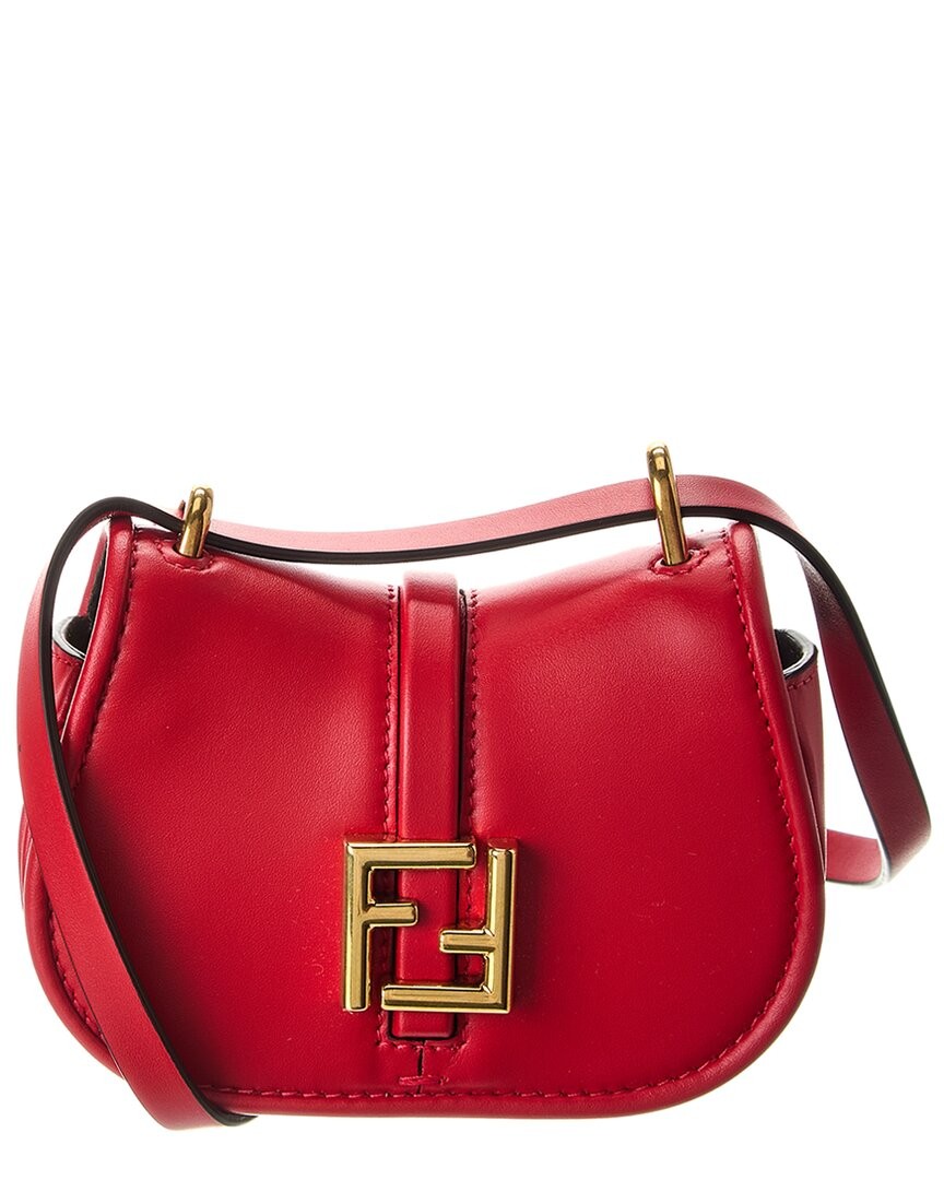 Женская кожаная сумка Fendi Cmon Nano красного цвета 172390₽