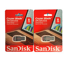 Set of 2 SanDisk Cruzer Blade Flash Drives 8GB each New and Sealed