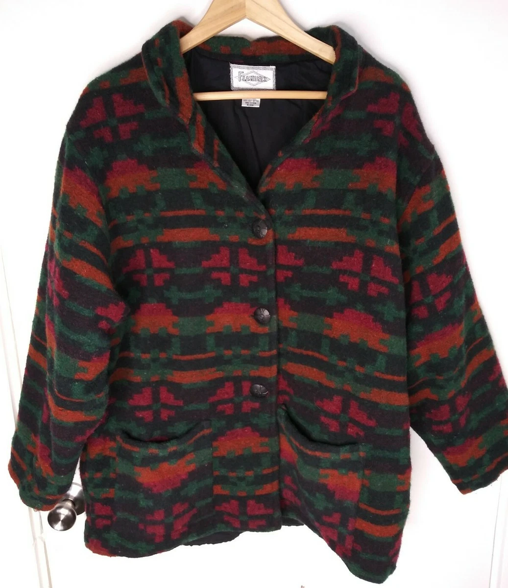 Vintage Women s Flashback Aztec Tribal Southwestern Wool Jacket Large Coat
