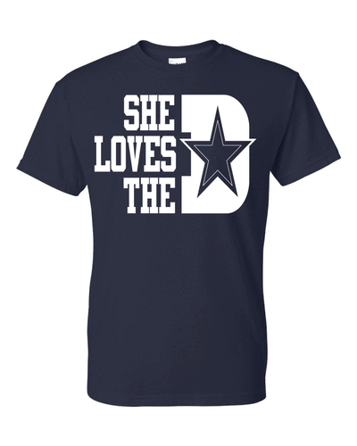 Dallas Cowboys She Loves The D T-Shirt alle Farben + Größen S-5XL & Jugend Kinder - Bild 1 von 21