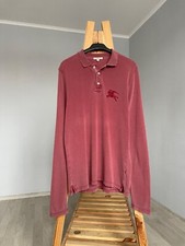Vintage Burberry London Big Logo Dyed Fabric Long Sleeve Polo Shirt Men's Size L