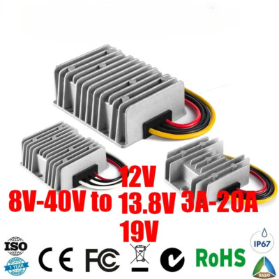 8-40V to 12V 13.8V 19V 3A 15A DC Stabilizer Power Converter Boost Buck Solar Car