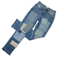 NWT We The Free People Bare With Me Straight Leg Patchwork Rigid Denim Jeans 27