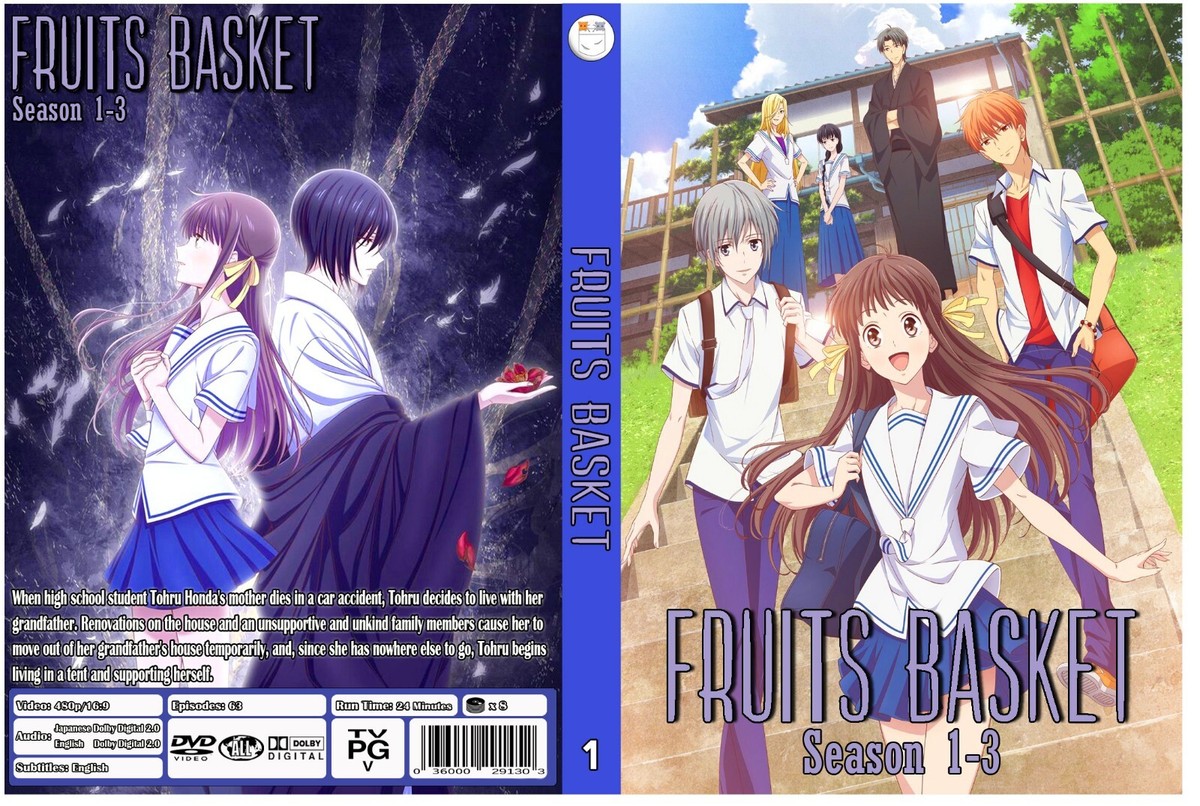 ANIME, FRUITS BASKET 1ST-2ND-3RD, 8 DVD, 63 EPISODIOS, ENG/AUDIO