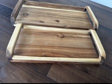 Zara Home New Set of 2 Wooden Serving Trays with Handles