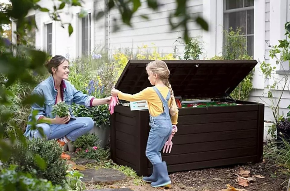 Keter 165 246838 Gallon Outdoor Patio Storage Deck Box Bench