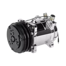 AC Compressor Fits Sanden 508 Style V-Belt 12V Chrome Black 2 Groove