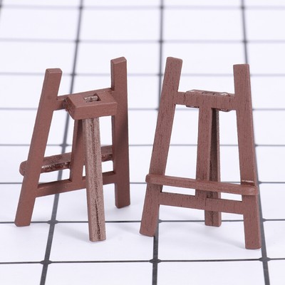 2 Pcs Miniature Art Studio Kids Pretend Play Toy Tiny Wood Easel Small Easel