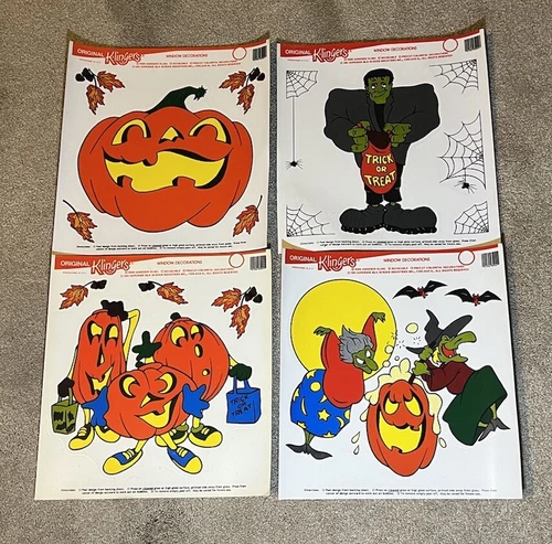 VTG 1991 Halloween Original Klingers Window Cling Decor Lot of 4