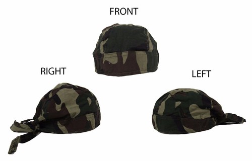 Woodland Camo Camouflage Do Rag Skull 
