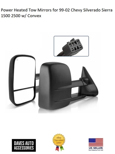 Sideview Power Heated Mirrors Assembly w/Convex For 99-02 Chevy Silverado Sierra