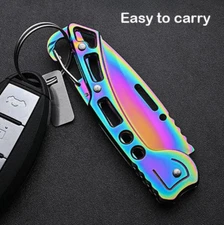 1pc multifunctional outdoor color folding knife, portable keychain pendant, frui