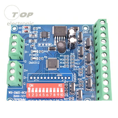 8 Channel DMX512 Decoder Board LED Lamp RGB Constant Current Controller Board