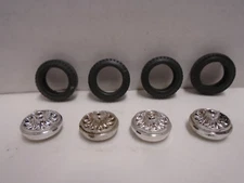 4 ORIGINAL TIRES & WHEELS FOR A.C.GILBERT JAMES BOND 007 ASTON MARTIN RACE CAR