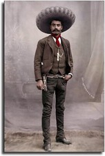 Emiliano Zapata Color Portrait Wall Art Canvas Print Posters Home Decor Painting
