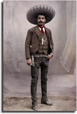 Emiliano Zapata Color Portrait Wall Art Canvas Print Posters Home Decor Painting