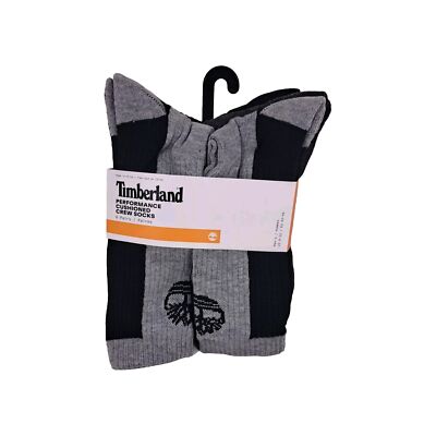Timberland 6-Pair Men's Performance Cushioned Crew Socks Men s Size 9-12