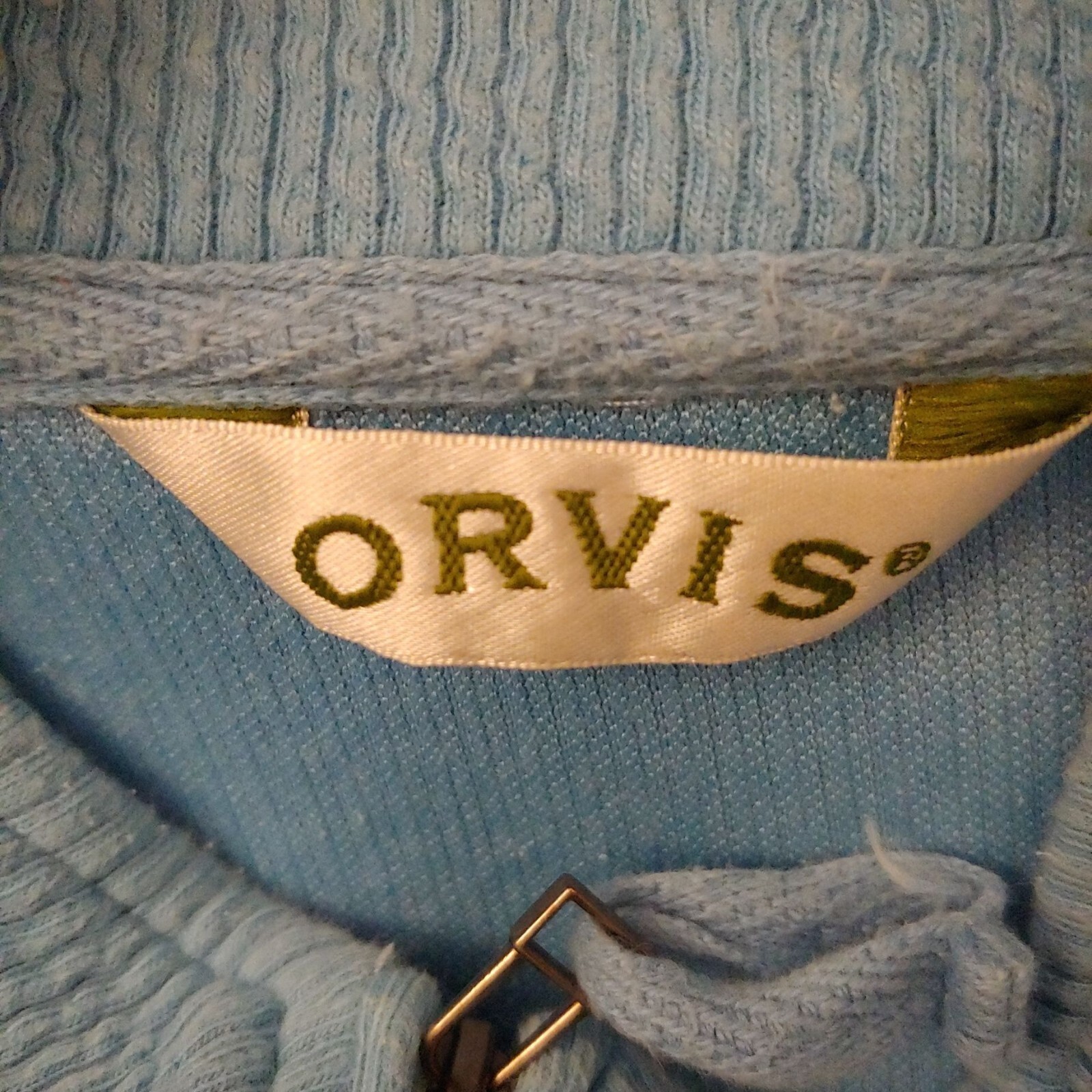 Orvis light blue half zip pullover sweatshirt kan… - image 8