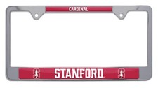 STANFORD UNIVERSITY CARDINAL CHROME METAL MADE IN USA LICENSE PLATE FRAME