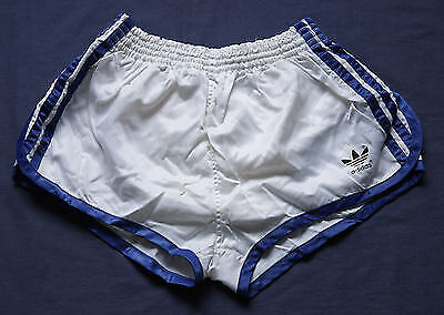 Short De Sport Vintage Années 80 – Nylon Satin Bleu – Taille L – Brillant