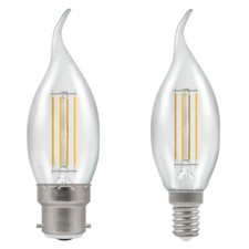 Image of 2 X Dim LED Bent Tip Candle Filament Light Bulb 5W B22 E14 Warm White Crompton